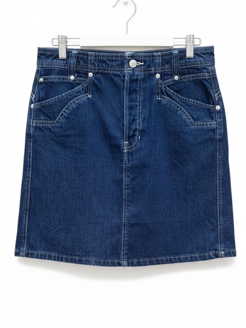 We The Free Suzy Dark Blue Denim A-Line Midi Skirt sz 30